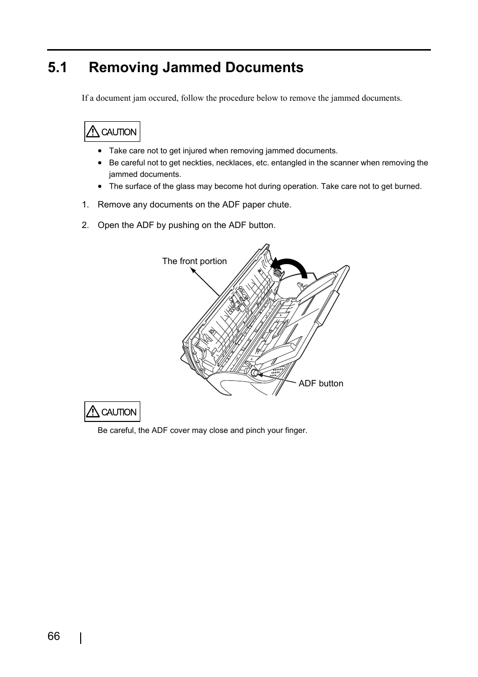 1 removing jammed documents | FUJITSU Image Scanner fi-4120C User Manual | Page 82 / 121