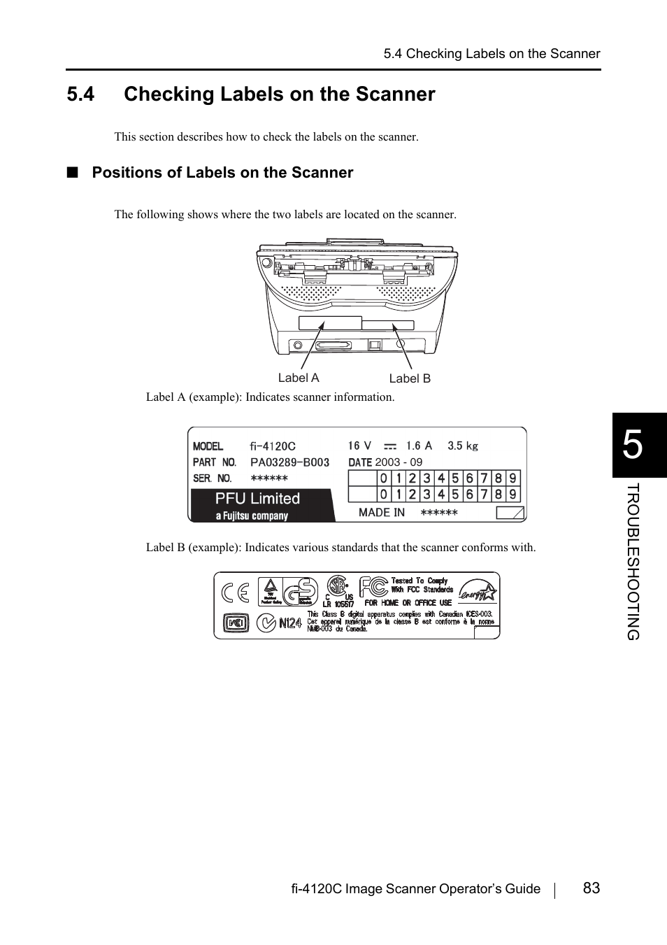 4 checking labels on the scanner | FUJITSU Image Scanner fi-4120C User Manual | Page 99 / 121
