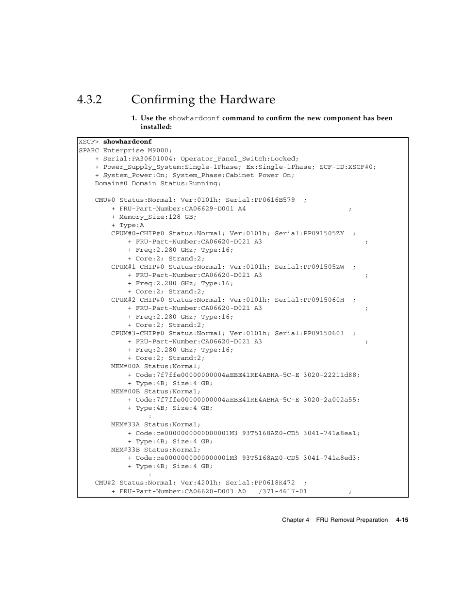 2 confirming the hardware, Confirming the hardware | FUJITSU SPARC ENTERPRISE M8000 User Manual | Page 109 / 514