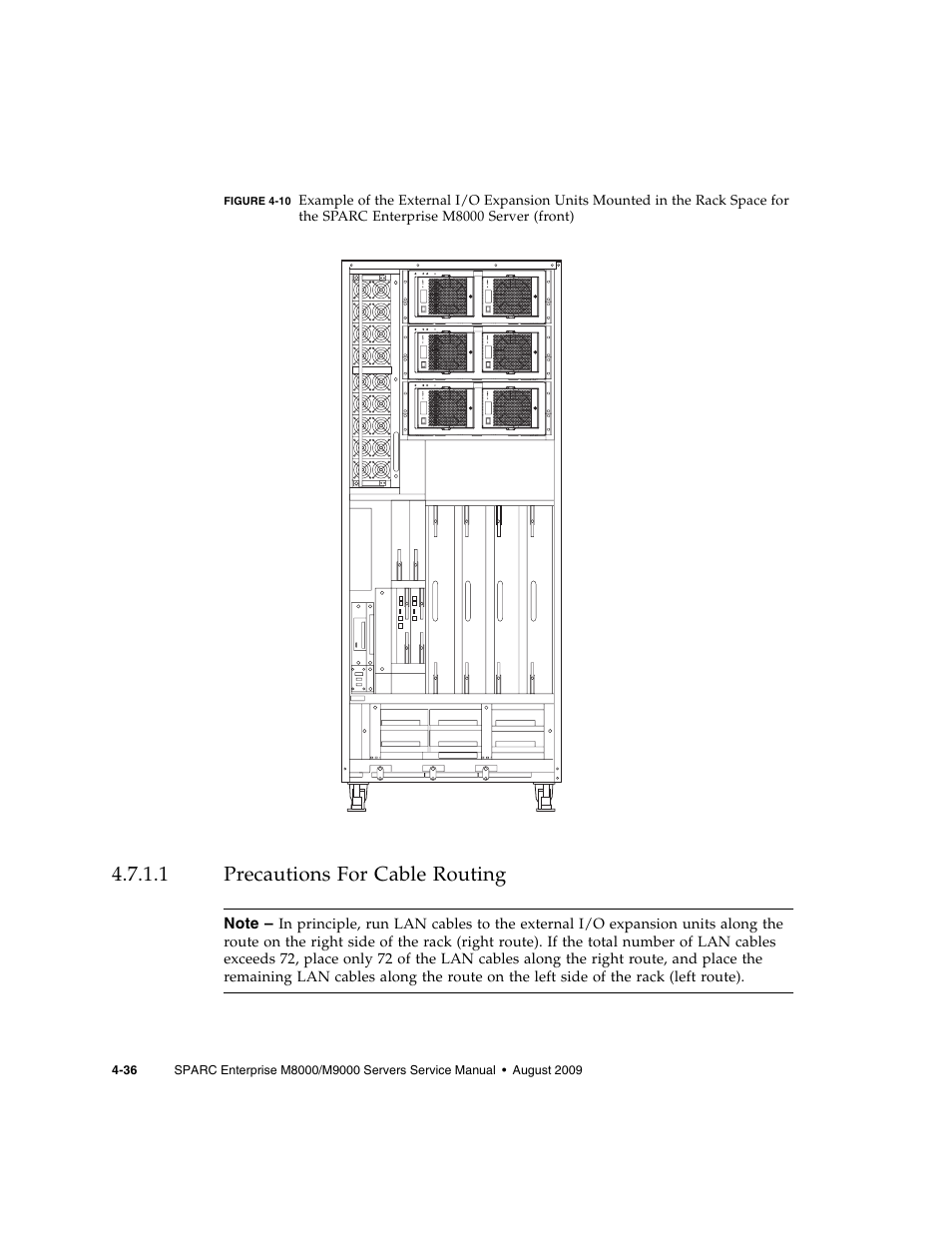1 precautions for cable routing, Precautions for cable routing, Figure 4-10 | FUJITSU SPARC ENTERPRISE M8000 User Manual | Page 130 / 514