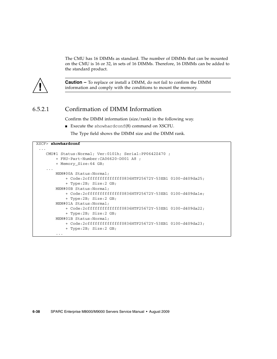 1 confirmation of dimm information, Confirmation of dimm information | FUJITSU SPARC ENTERPRISE M8000 User Manual | Page 190 / 514