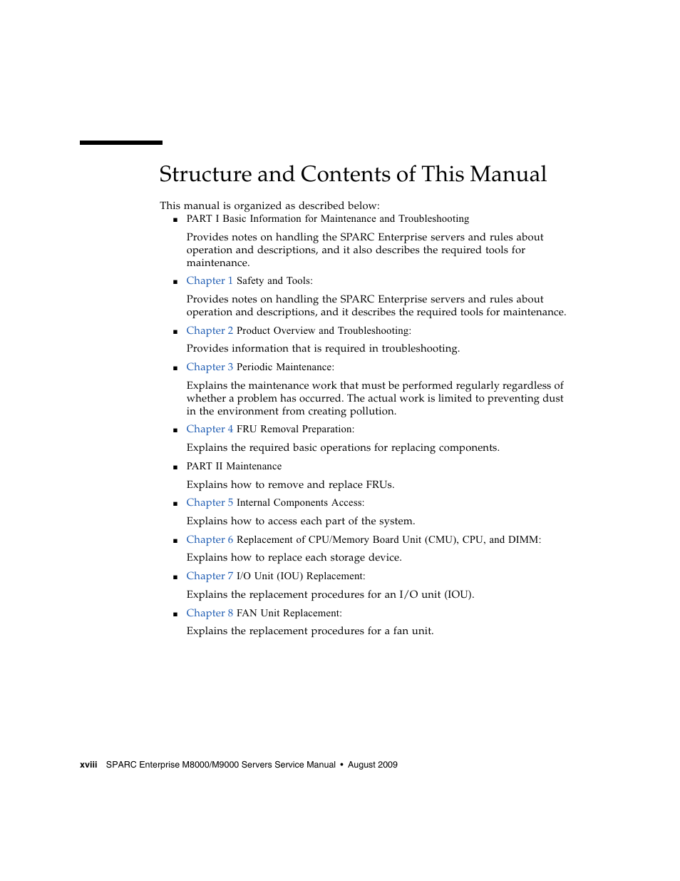 Structure and contents of this manual | FUJITSU SPARC ENTERPRISE M8000 User Manual | Page 20 / 514