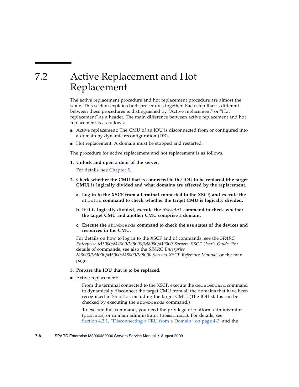 2 active replacement and hot replacement, Active replacement and hot replacement | FUJITSU SPARC ENTERPRISE M8000 User Manual | Page 202 / 514