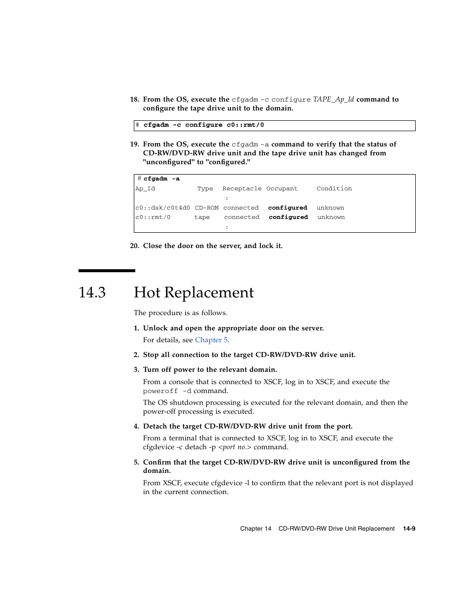 3 hot replacement, Hot replacement | FUJITSU SPARC ENTERPRISE M8000 User Manual | Page 305 / 514