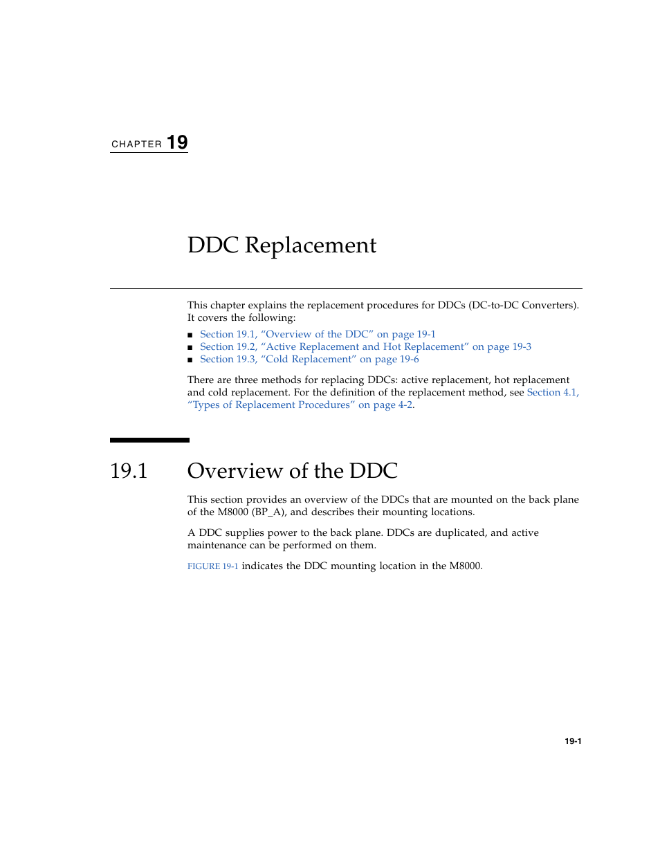 Ddc replacement, 1 overview of the ddc, Overview of the ddc | Chapter 19 | FUJITSU SPARC ENTERPRISE M8000 User Manual | Page 347 / 514