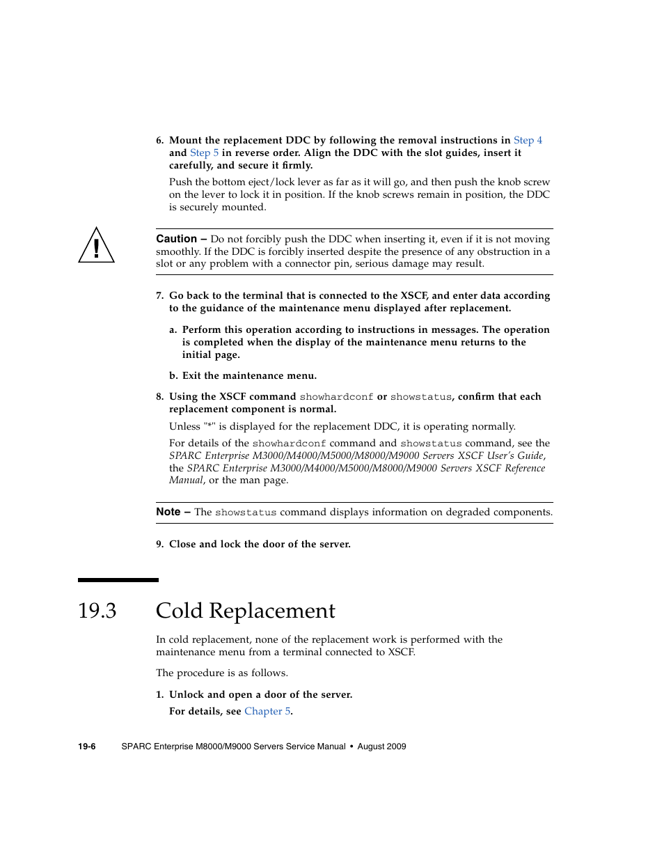 3 cold replacement, Cold replacement, Step 7 | FUJITSU SPARC ENTERPRISE M8000 User Manual | Page 352 / 514