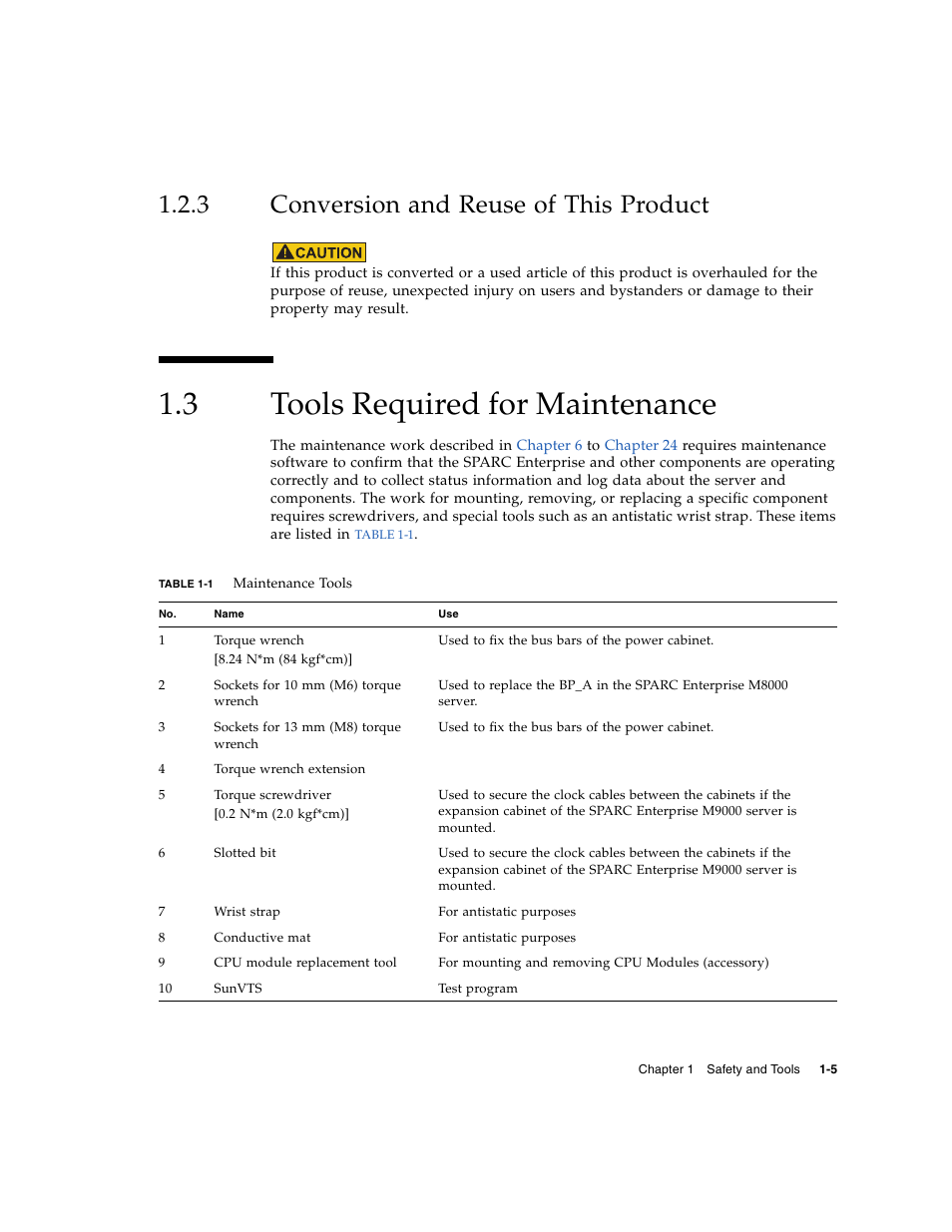 3 conversion and reuse of this product, 3 tools required for maintenance, Conversion and reuse of this product | Tools required for maintenance | FUJITSU SPARC ENTERPRISE M8000 User Manual | Page 37 / 514