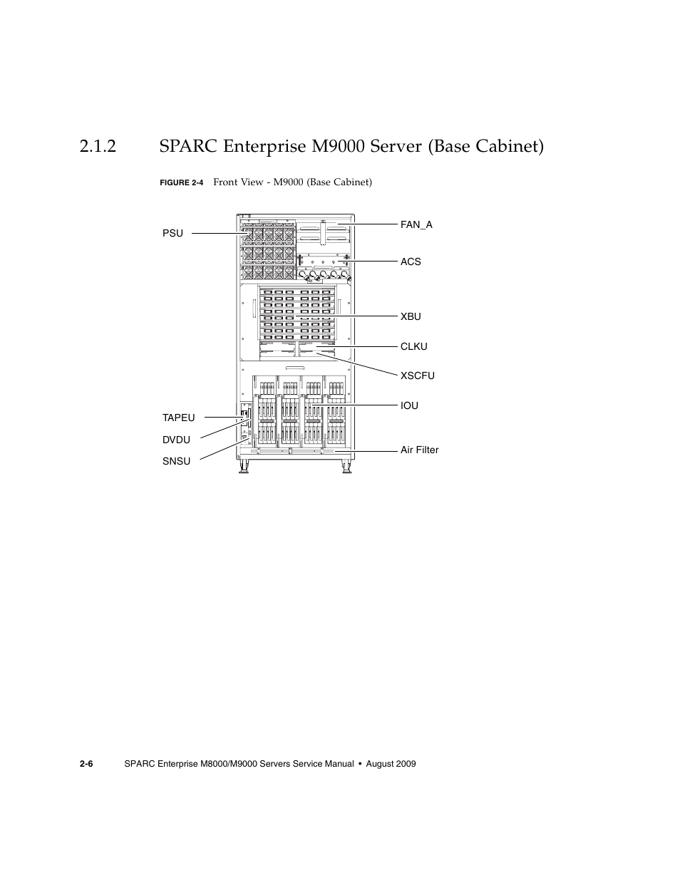 2 sparc enterprise m9000 server (base cabinet), Sparc enterprise m9000 server (base cabinet), Figure 2-4 | FUJITSU SPARC ENTERPRISE M8000 User Manual | Page 44 / 514