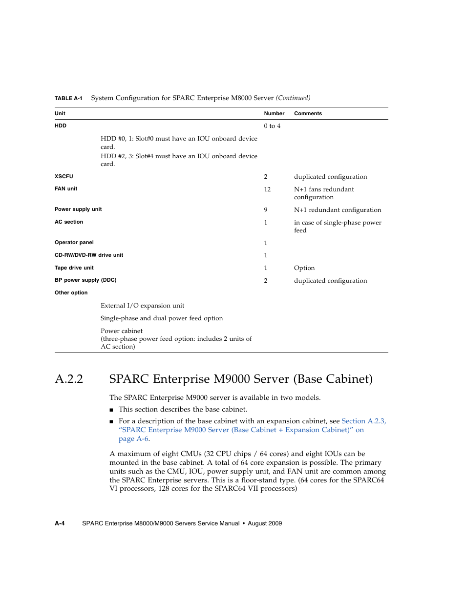 A.2.2 sparc enterprise m9000 server (base cabinet), A.2.2, Sparc enterprise m9000 server (base cabinet) | FUJITSU SPARC ENTERPRISE M8000 User Manual | Page 440 / 514
