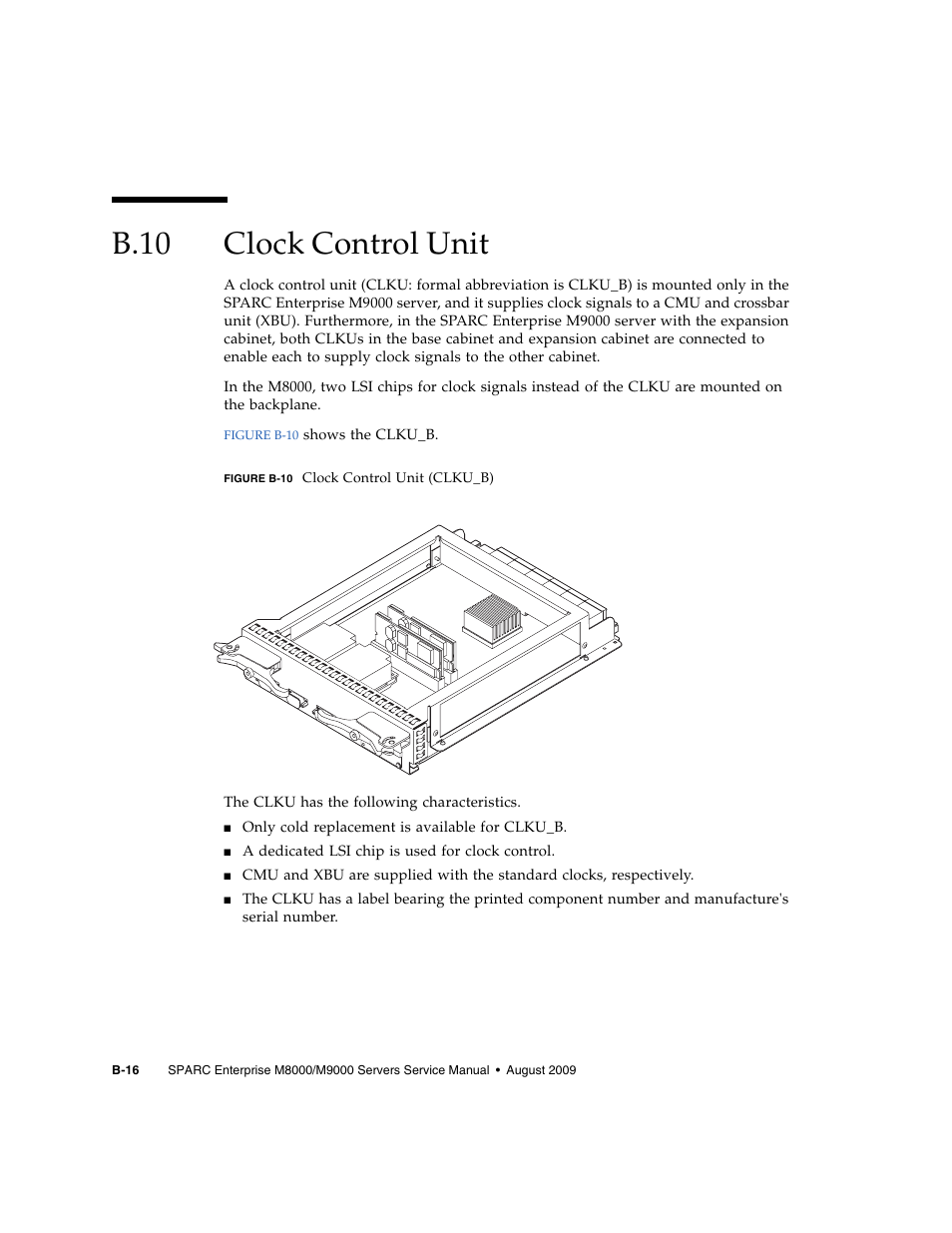 B.10 clock control unit, B.10, Clock control unit | B–16 | FUJITSU SPARC ENTERPRISE M8000 User Manual | Page 462 / 514