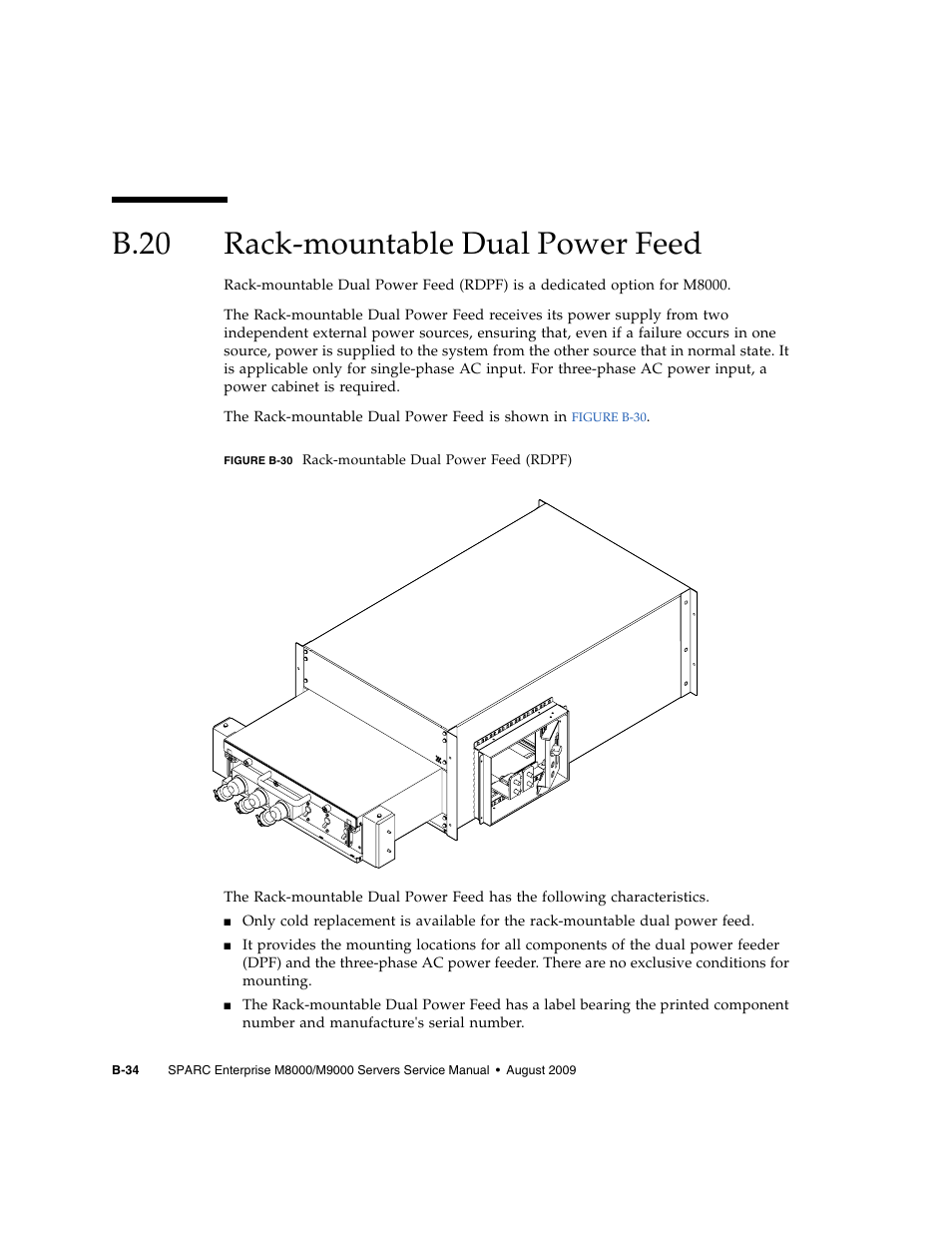 B.20 rack-mountable dual power feed, B.20, Rack-mountable dual power feed | B–34 | FUJITSU SPARC ENTERPRISE M8000 User Manual | Page 480 / 514