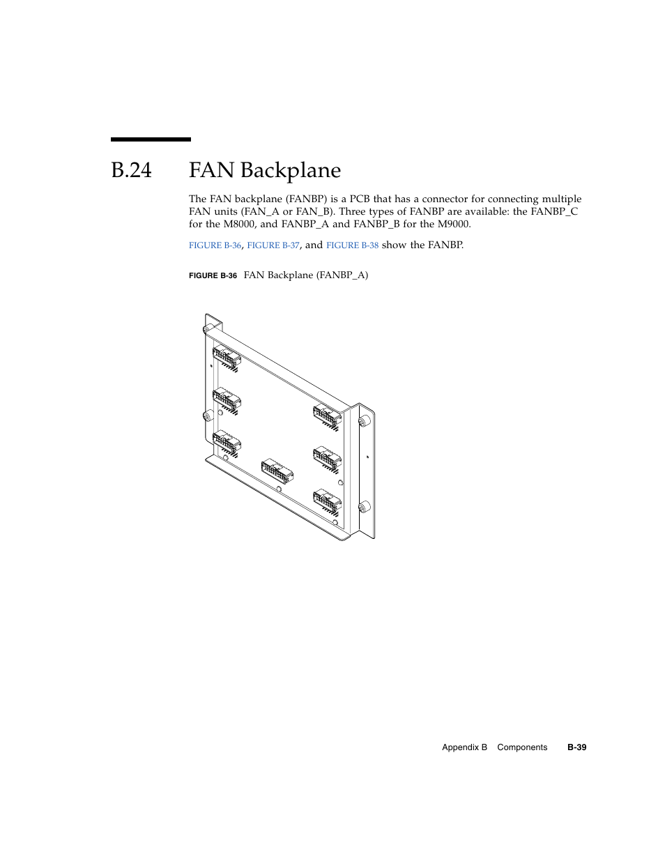B.24 fan backplane, B.24, Fan backplane | B–39 | FUJITSU SPARC ENTERPRISE M8000 User Manual | Page 485 / 514