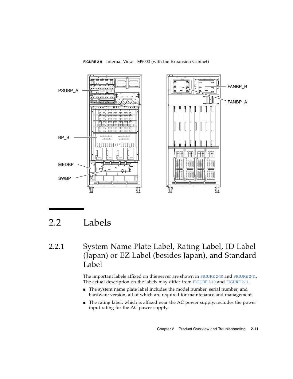 2 labels, Labels, Figure 2-9 | FUJITSU SPARC ENTERPRISE M8000 User Manual | Page 49 / 514