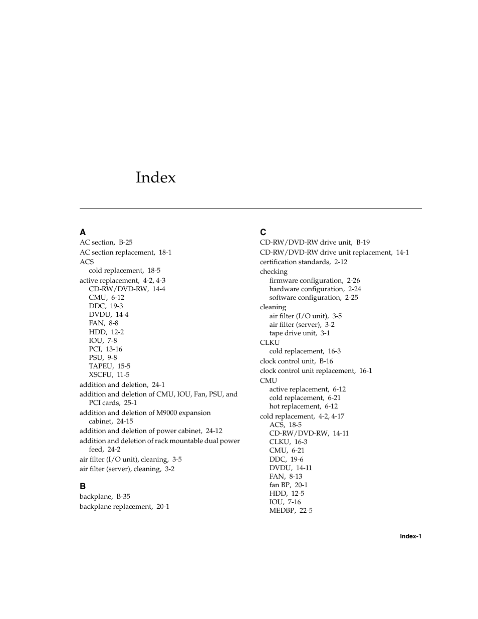 Index, Index–1 | FUJITSU SPARC ENTERPRISE M8000 User Manual | Page 509 / 514