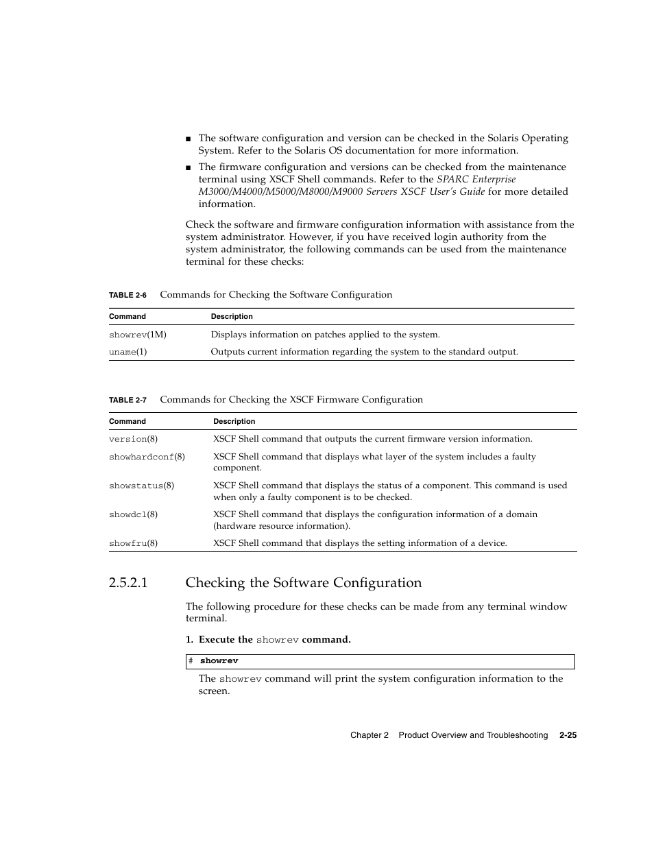 1 checking the software configuration, Checking the software configuration | FUJITSU SPARC ENTERPRISE M8000 User Manual | Page 63 / 514