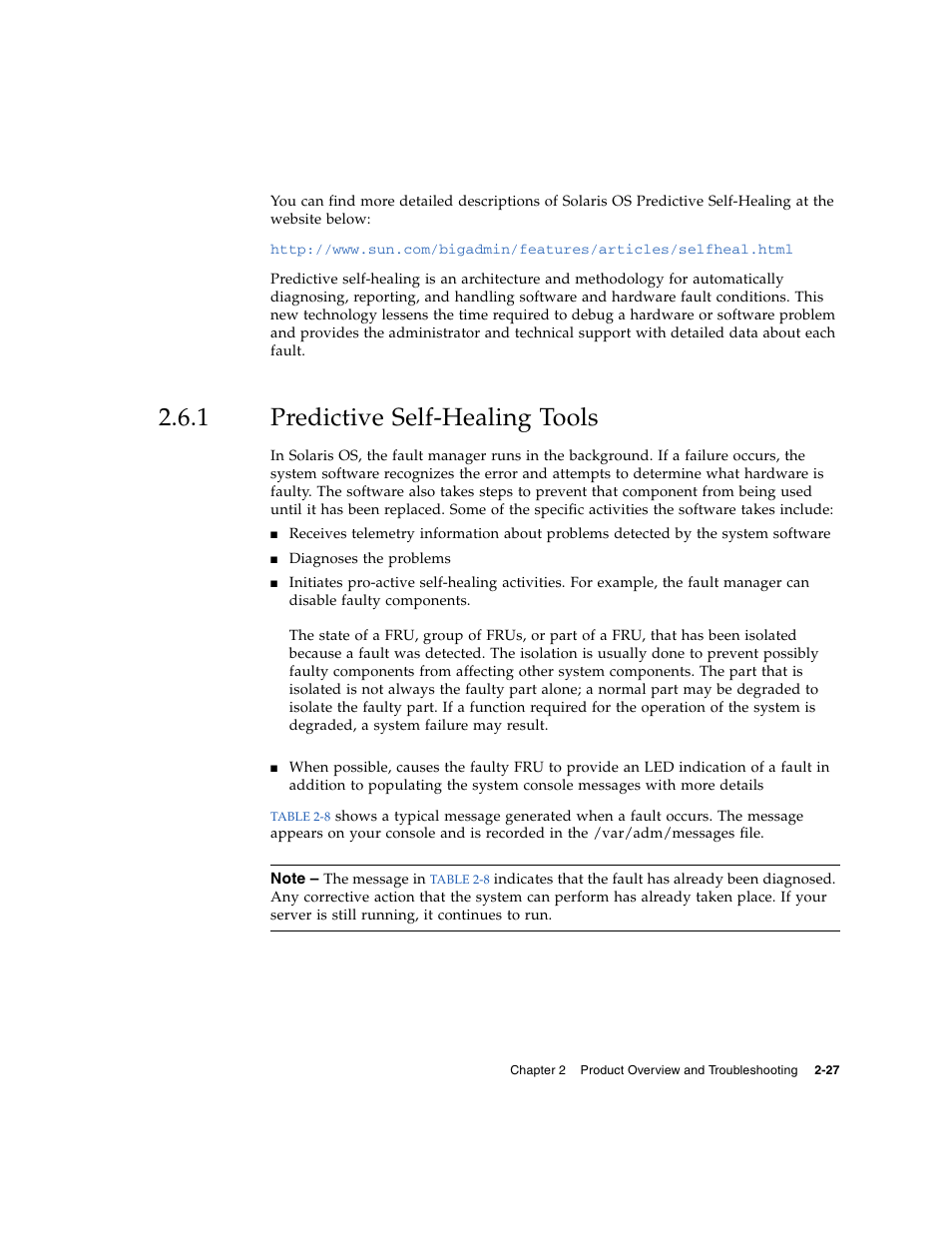 1 predictive self-healing tools, Predictive self-healing tools | FUJITSU SPARC ENTERPRISE M8000 User Manual | Page 65 / 514