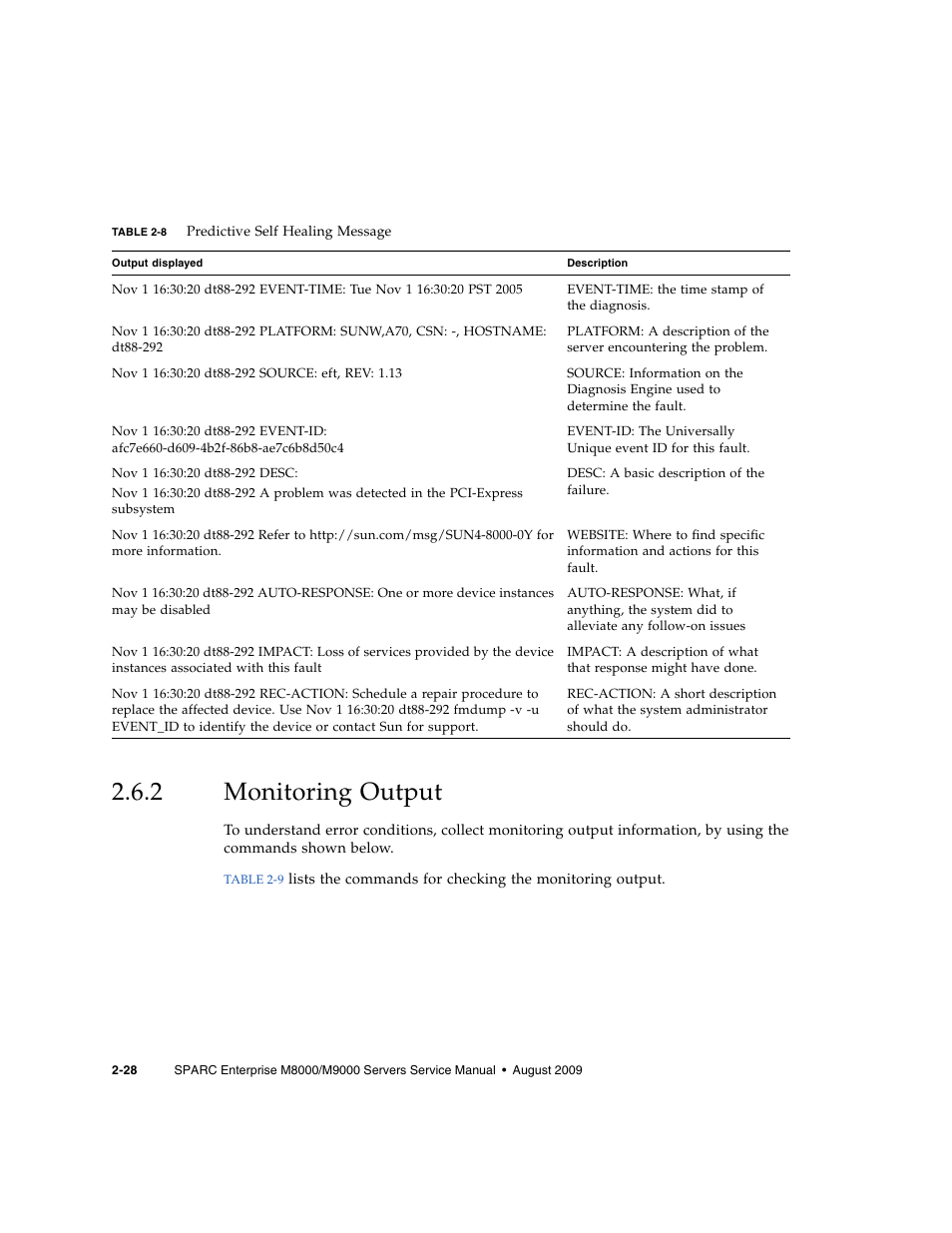 2 monitoring output, Monitoring output | FUJITSU SPARC ENTERPRISE M8000 User Manual | Page 66 / 514