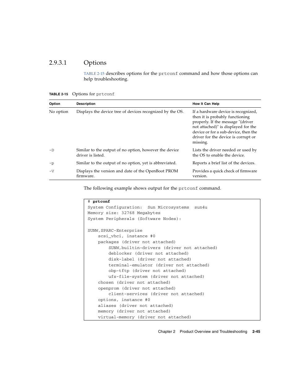 1 options, Options | FUJITSU SPARC ENTERPRISE M8000 User Manual | Page 83 / 514