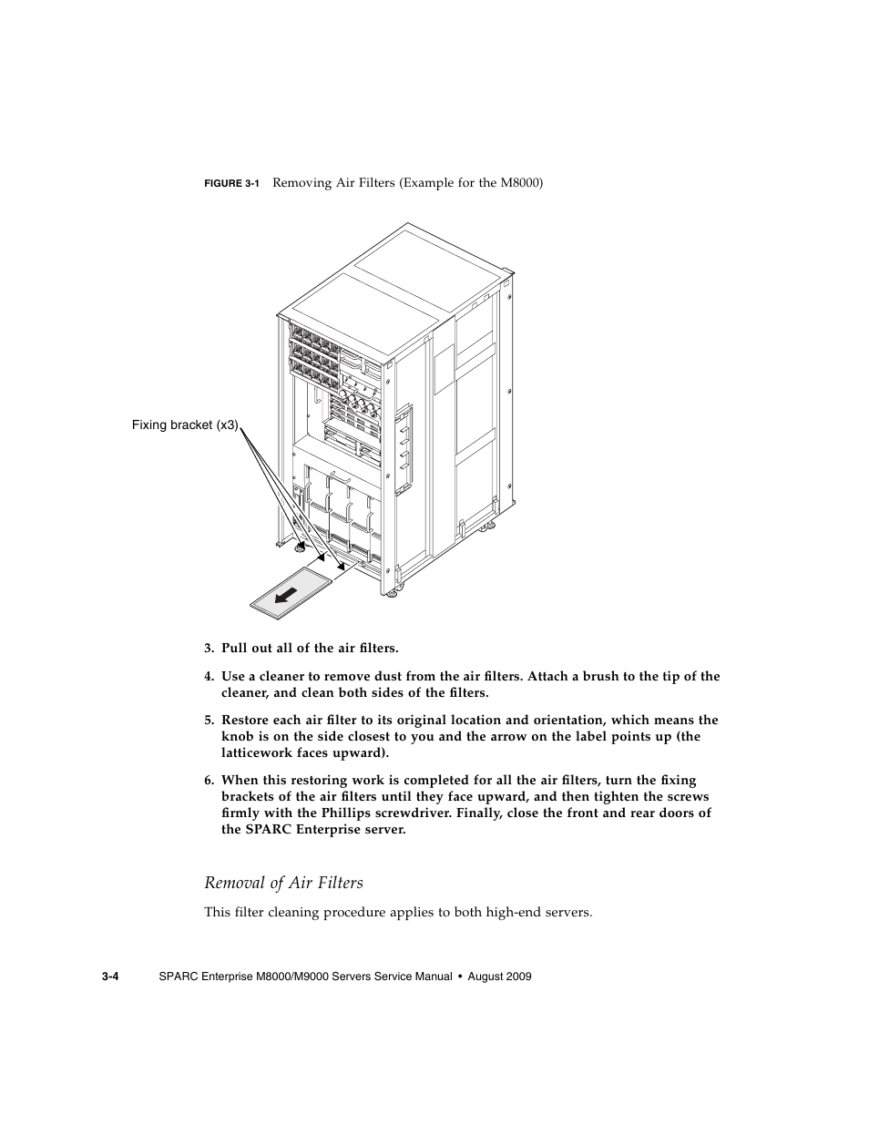 Removal of air filters | FUJITSU SPARC ENTERPRISE M8000 User Manual | Page 92 / 514