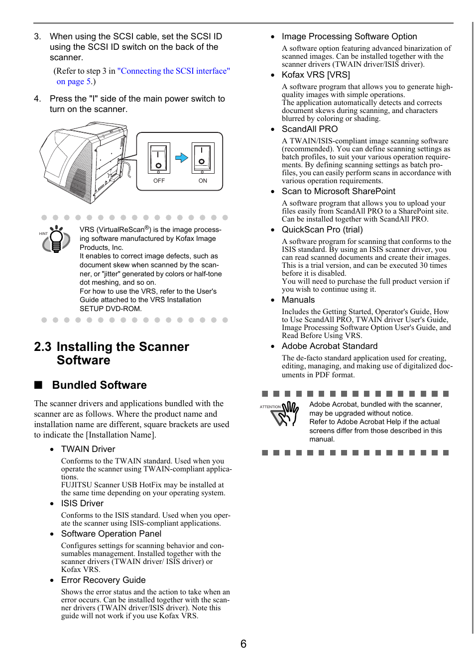 3 installing the scanner software, Bundled software | FUJITSU Image Scanner fi-5950 User Manual | Page 15 / 26