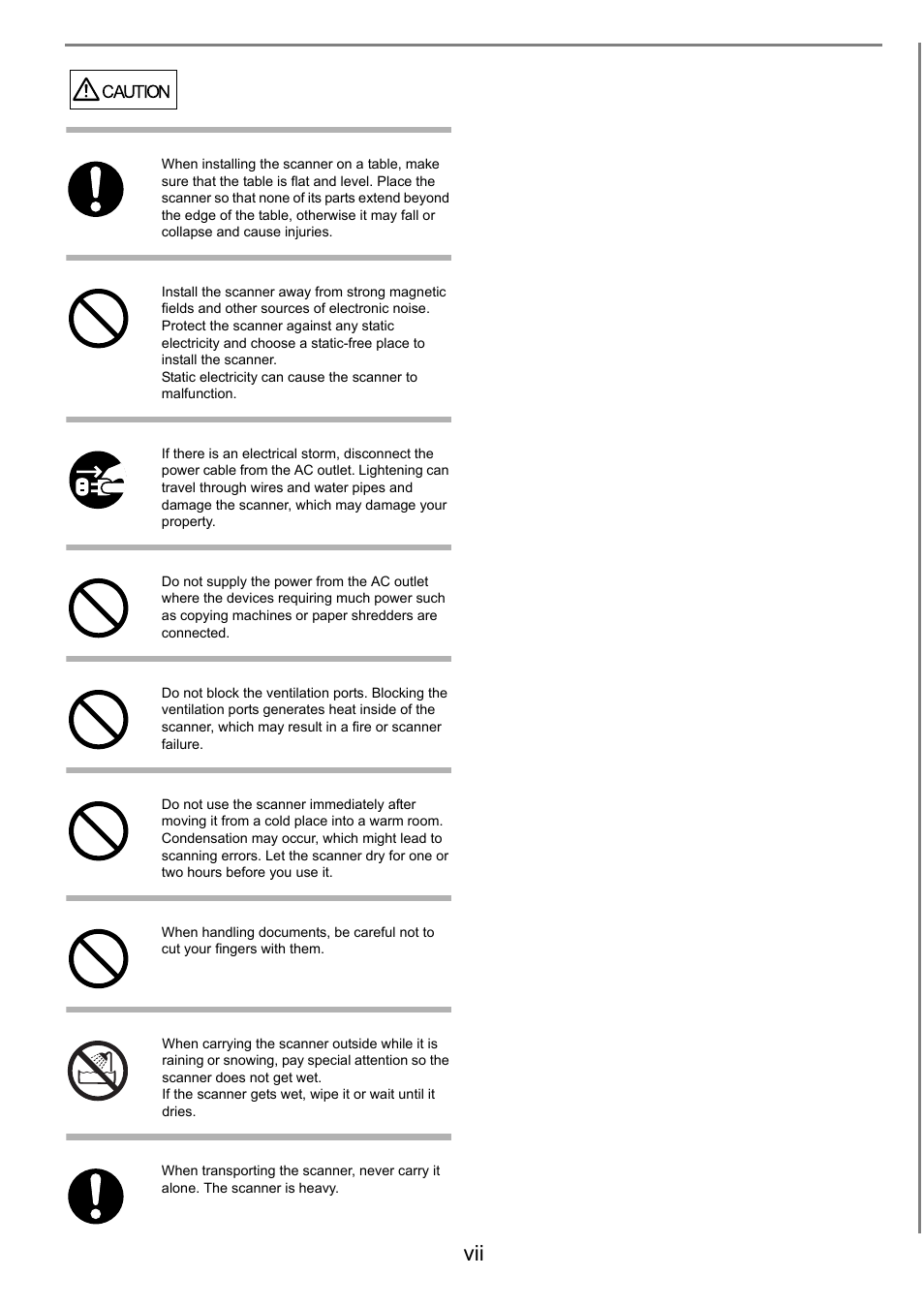 Caution | FUJITSU Image Scanner fi-5950 User Manual | Page 9 / 26