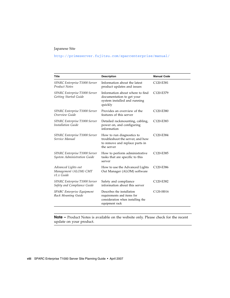 FUJITSU SPARC ENTERPRISE T1000 User Manual | Page 10 / 22