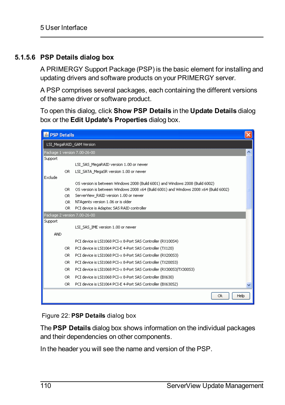 6 psp details dialog box | FUJITSU ServerView Suite V6.10 User Manual | Page 110 / 296