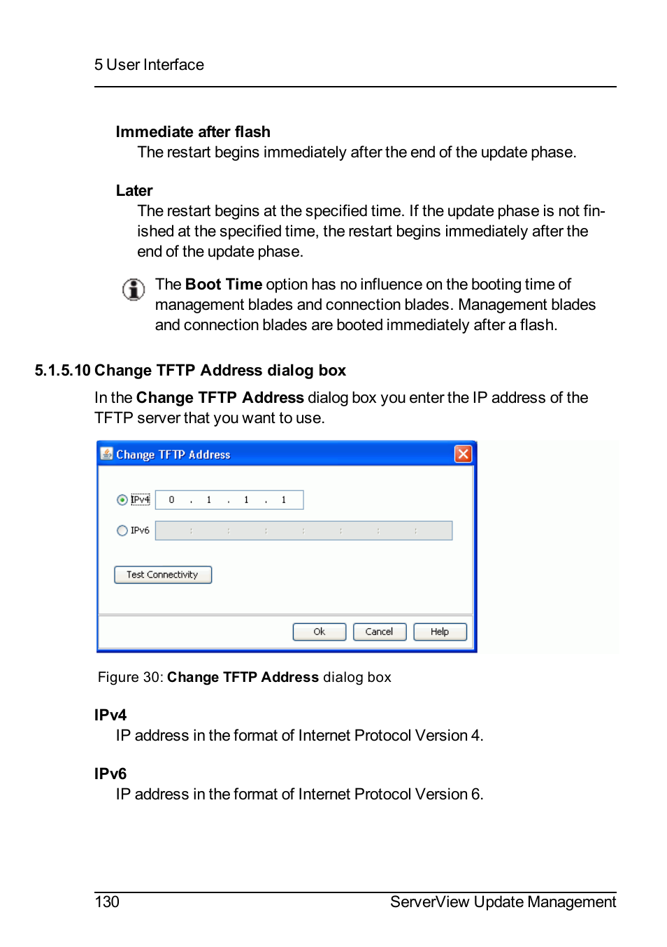 10 change tftp address dialog box | FUJITSU ServerView Suite V6.10 User Manual | Page 130 / 296