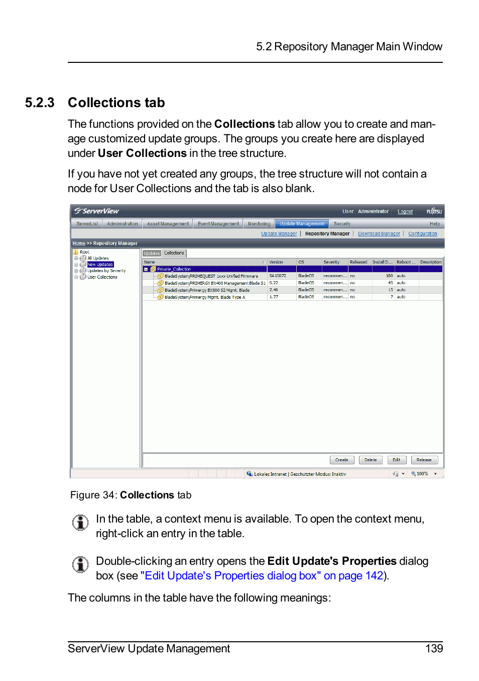 3 collections tab | FUJITSU ServerView Suite V6.10 User Manual | Page 139 / 296