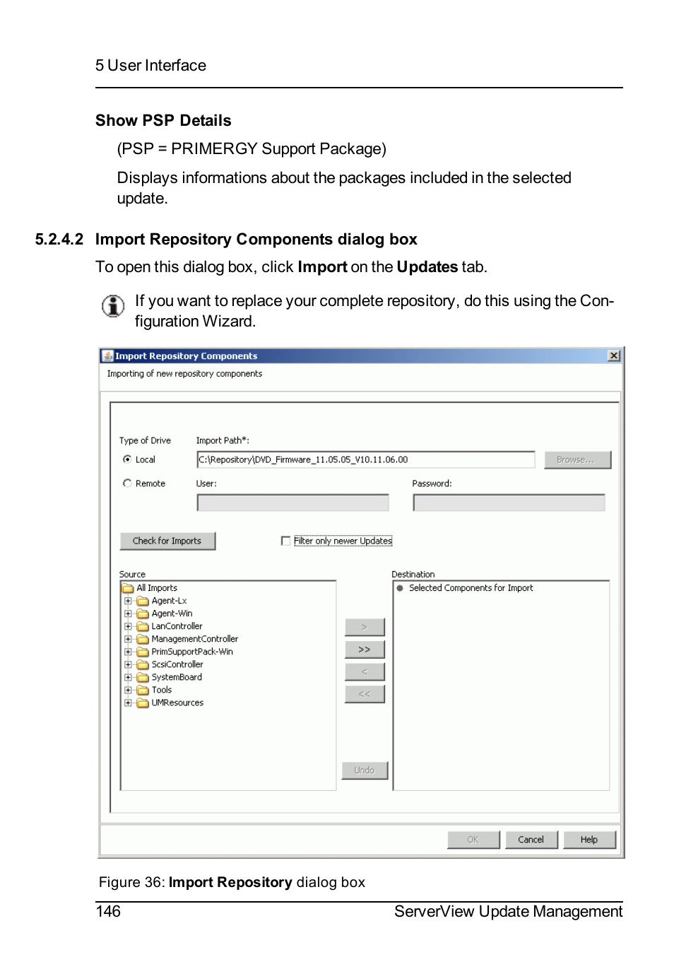 2 import repository components dialog box | FUJITSU ServerView Suite V6.10 User Manual | Page 146 / 296