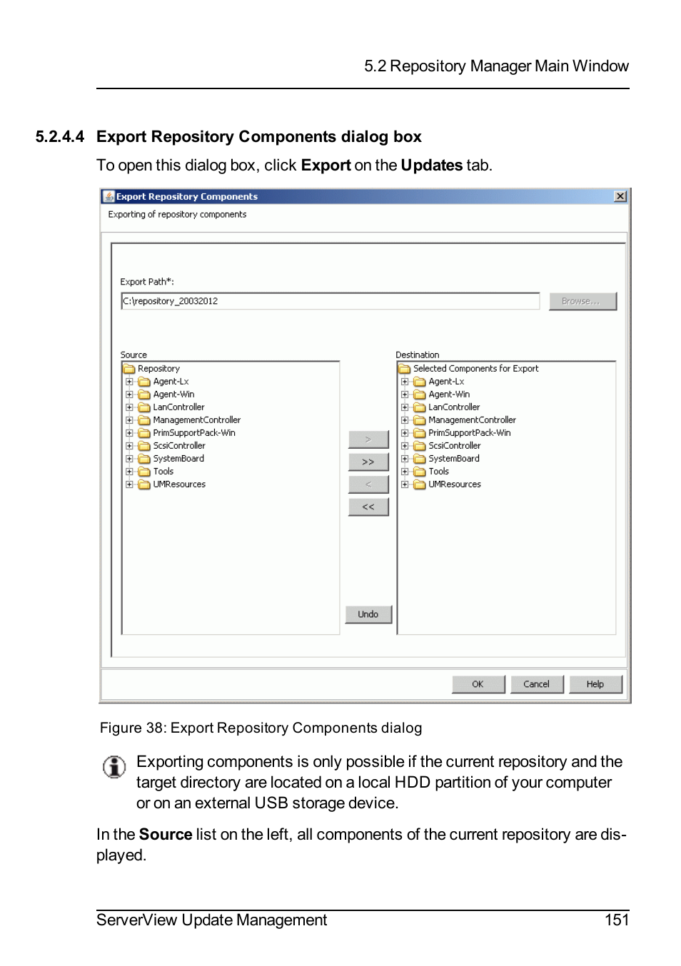 4 export repository components dialog box | FUJITSU ServerView Suite V6.10 User Manual | Page 151 / 296