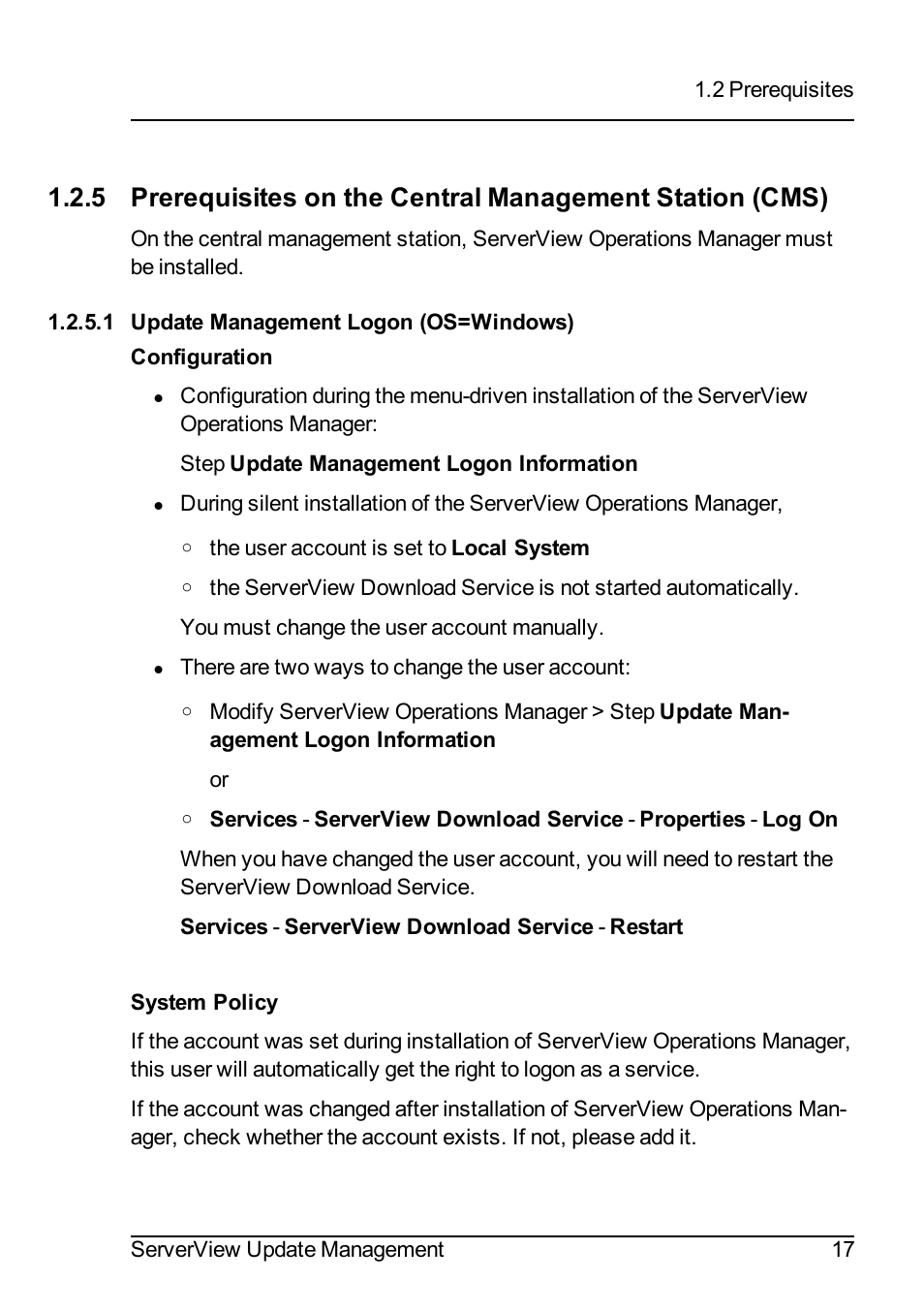 1 update management logon (os=windows) | FUJITSU ServerView Suite V6.10 User Manual | Page 17 / 296