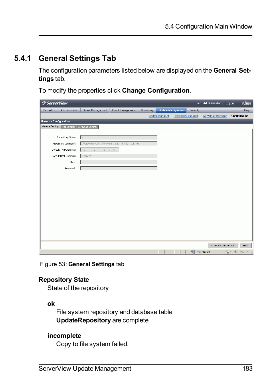 1 general settings tab | FUJITSU ServerView Suite V6.10 User Manual | Page 183 / 296