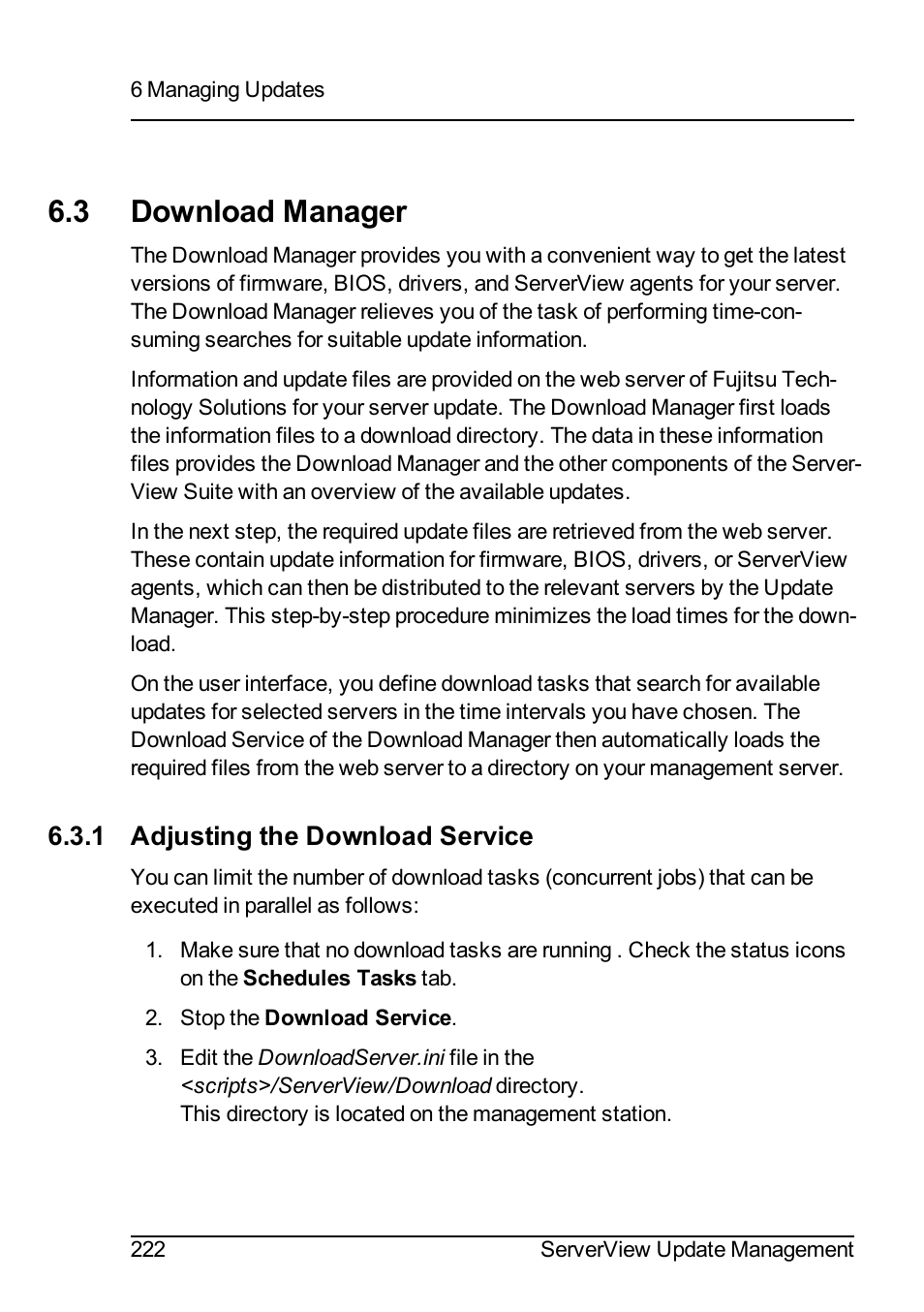 3 download manager, 1 adjusting the download service | FUJITSU ServerView Suite V6.10 User Manual | Page 222 / 296