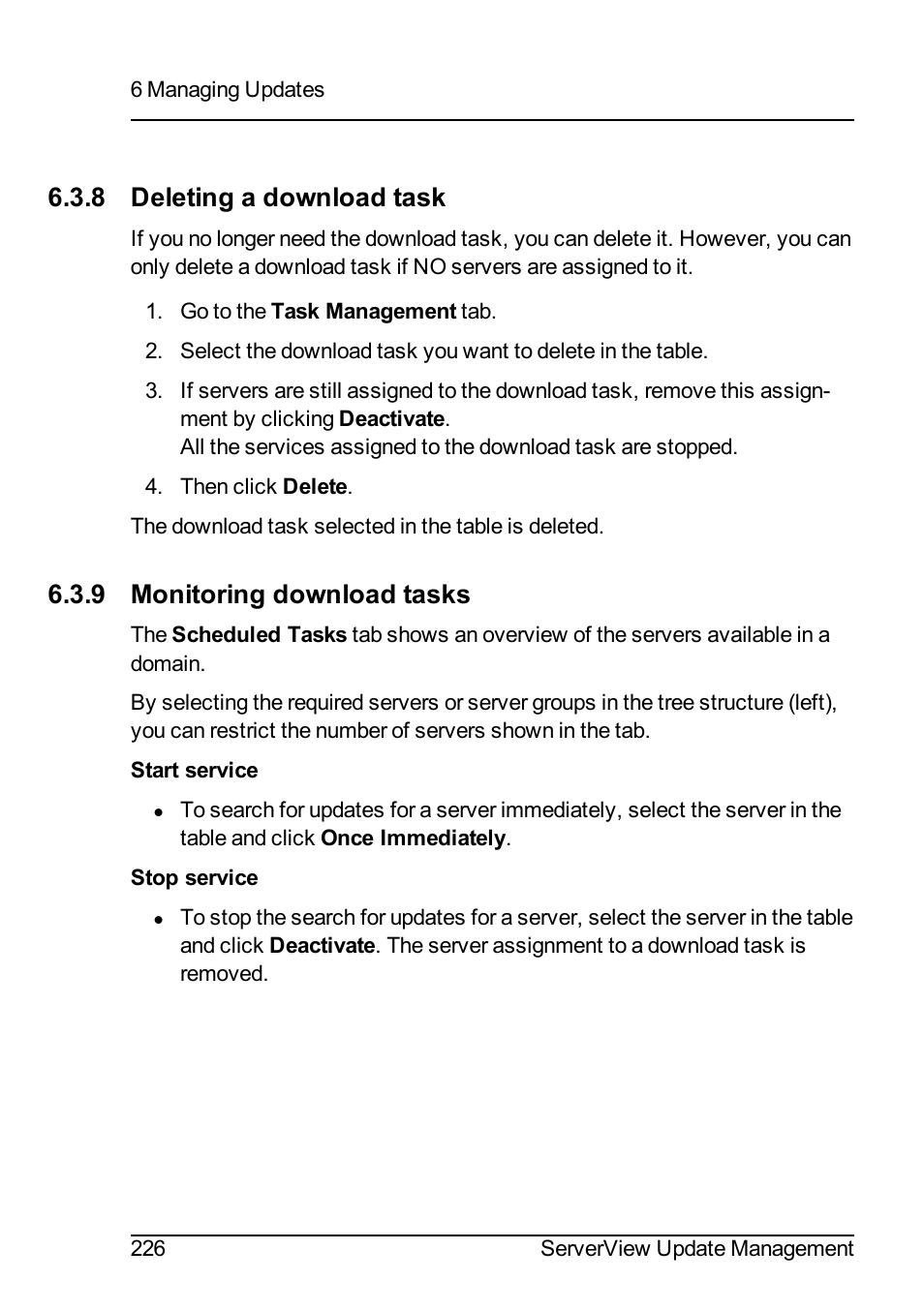8 deleting a download task, 9 monitoring download tasks | FUJITSU ServerView Suite V6.10 User Manual | Page 226 / 296