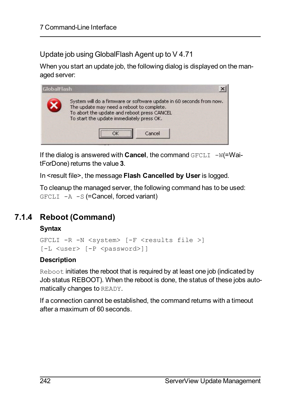 4 reboot (command) | FUJITSU ServerView Suite V6.10 User Manual | Page 242 / 296