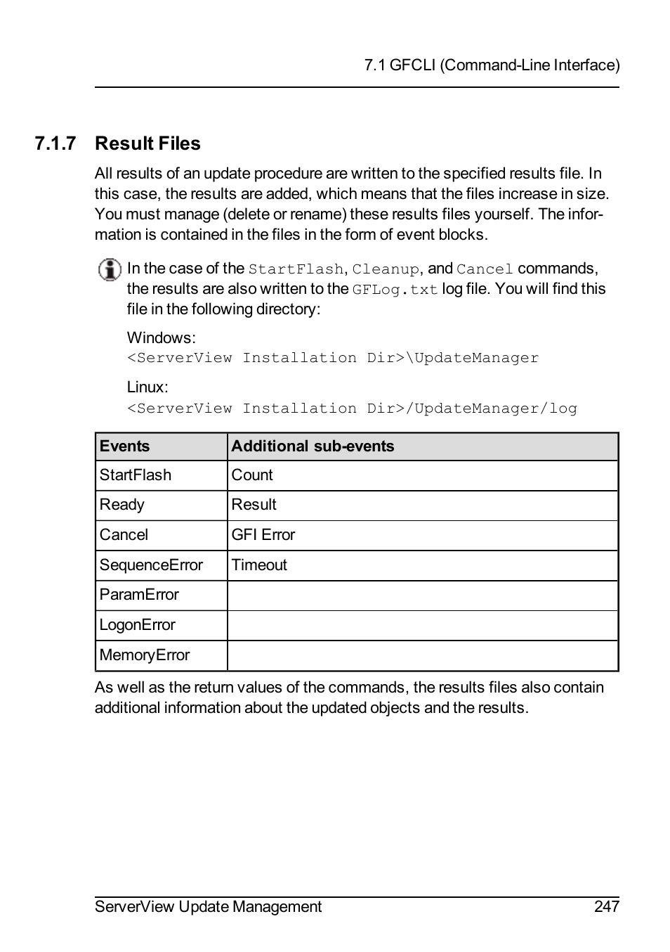 7 result files | FUJITSU ServerView Suite V6.10 User Manual | Page 247 / 296