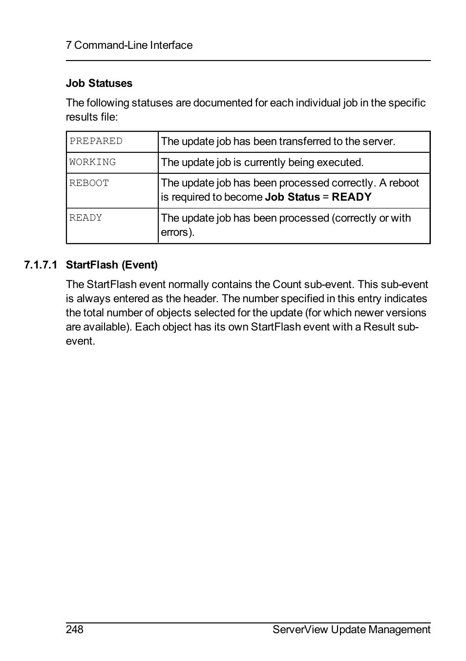 1 startflash (event) | FUJITSU ServerView Suite V6.10 User Manual | Page 248 / 296