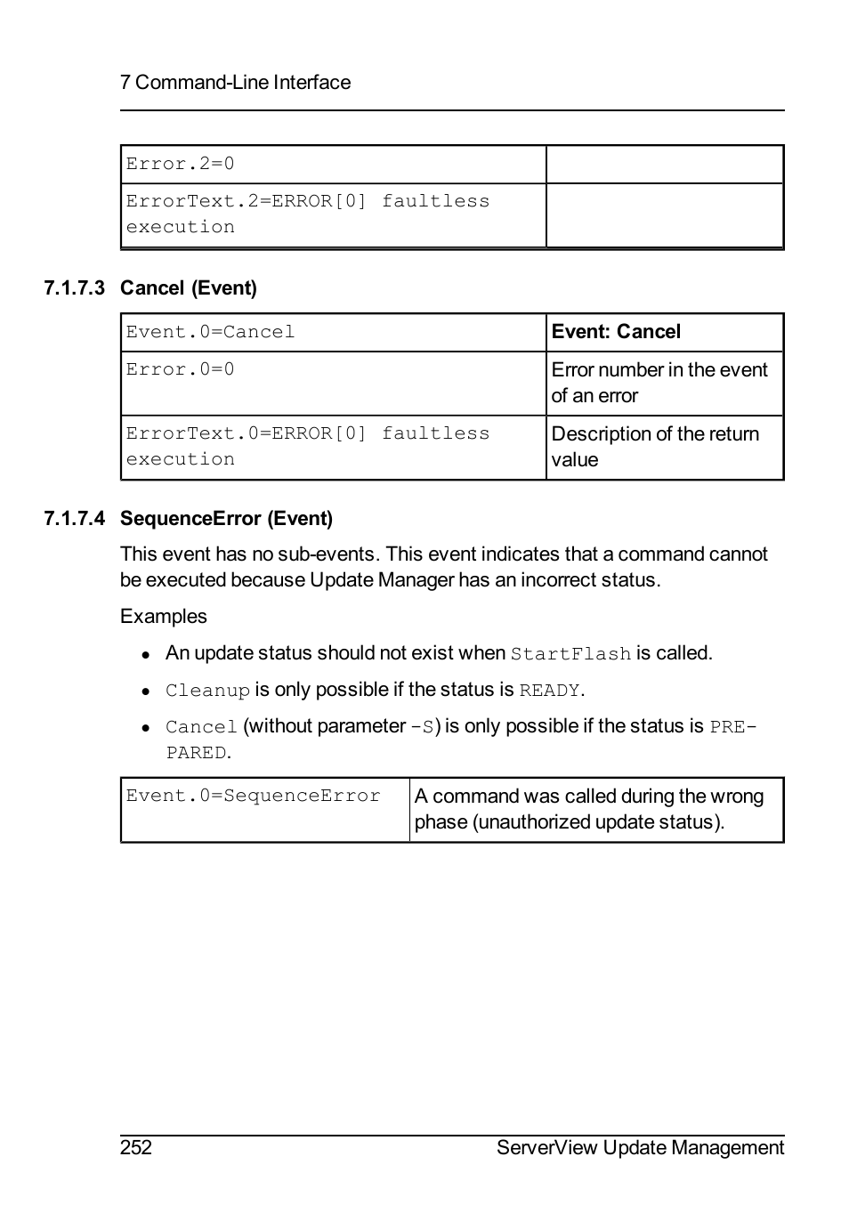 3 cancel (event), 4 sequenceerror (event) | FUJITSU ServerView Suite V6.10 User Manual | Page 252 / 296