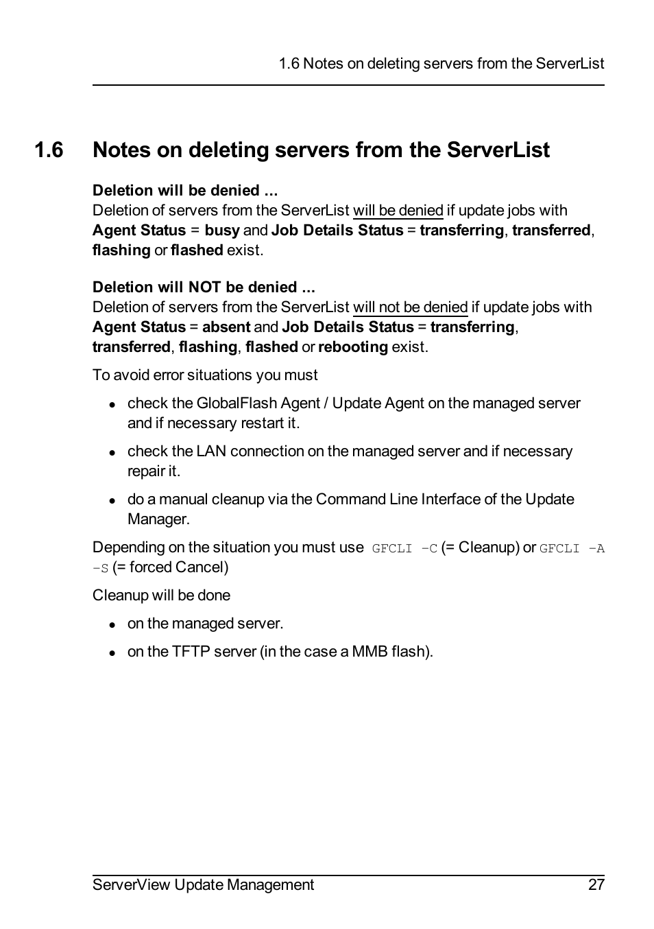 6 notes on deleting servers from the serverlist | FUJITSU ServerView Suite V6.10 User Manual | Page 27 / 296