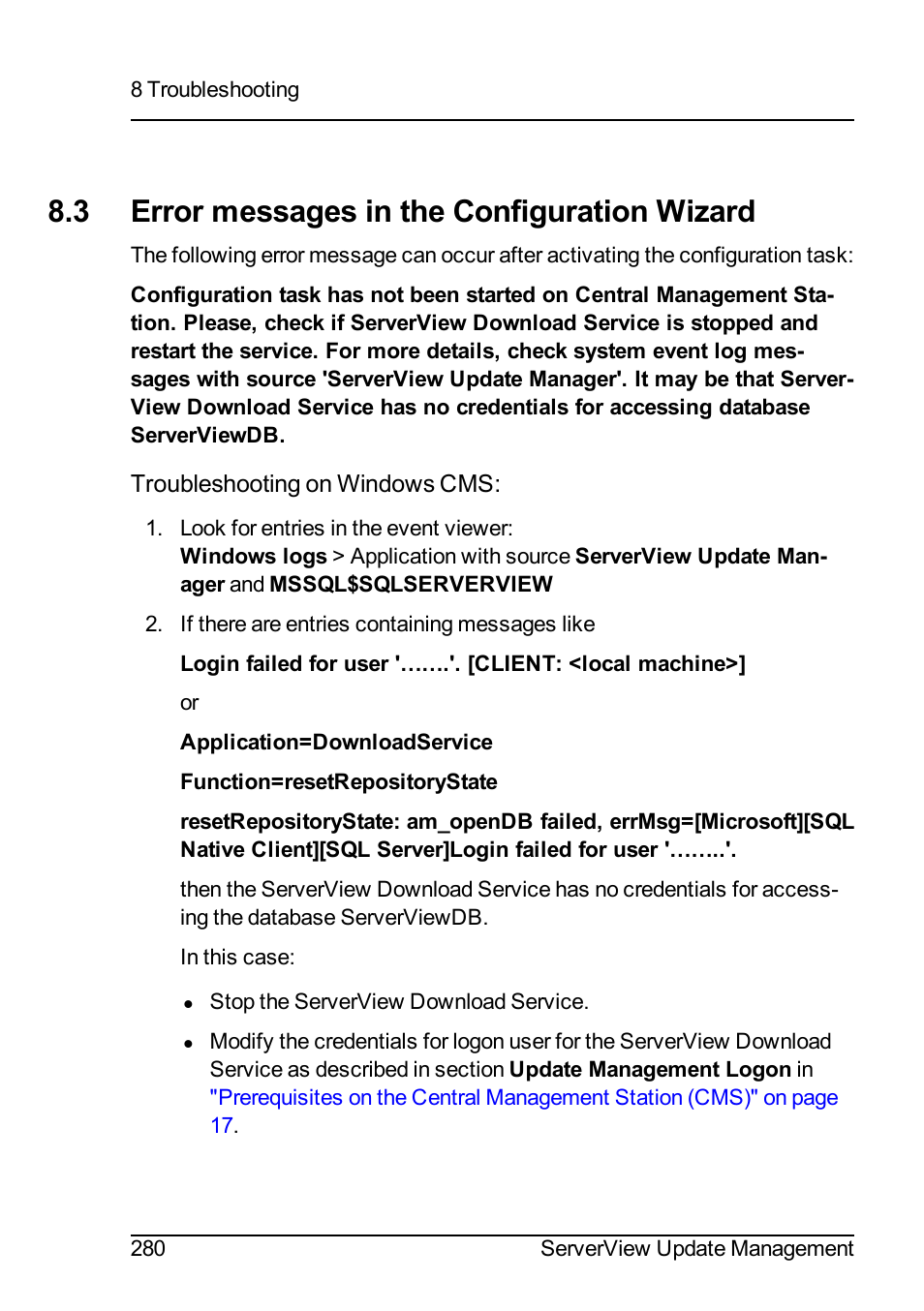 3 error messages in the configuration wizard | FUJITSU ServerView Suite V6.10 User Manual | Page 280 / 296