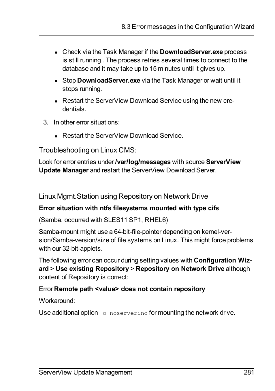 Troubleshooting on linux cms | FUJITSU ServerView Suite V6.10 User Manual | Page 281 / 296