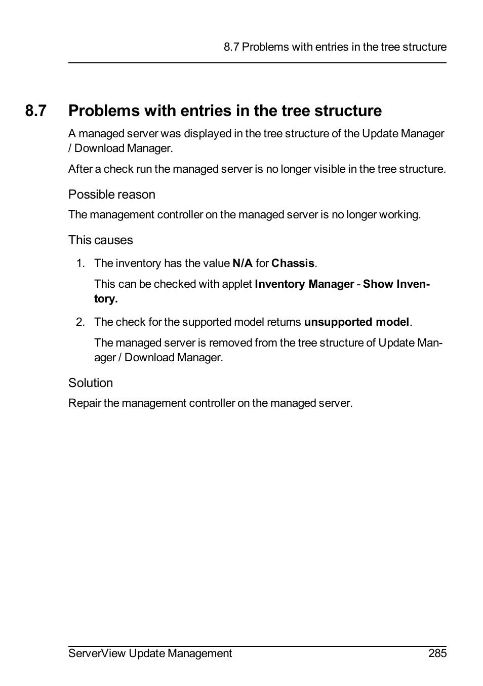 7 problems with entries in the tree structure | FUJITSU ServerView Suite V6.10 User Manual | Page 285 / 296