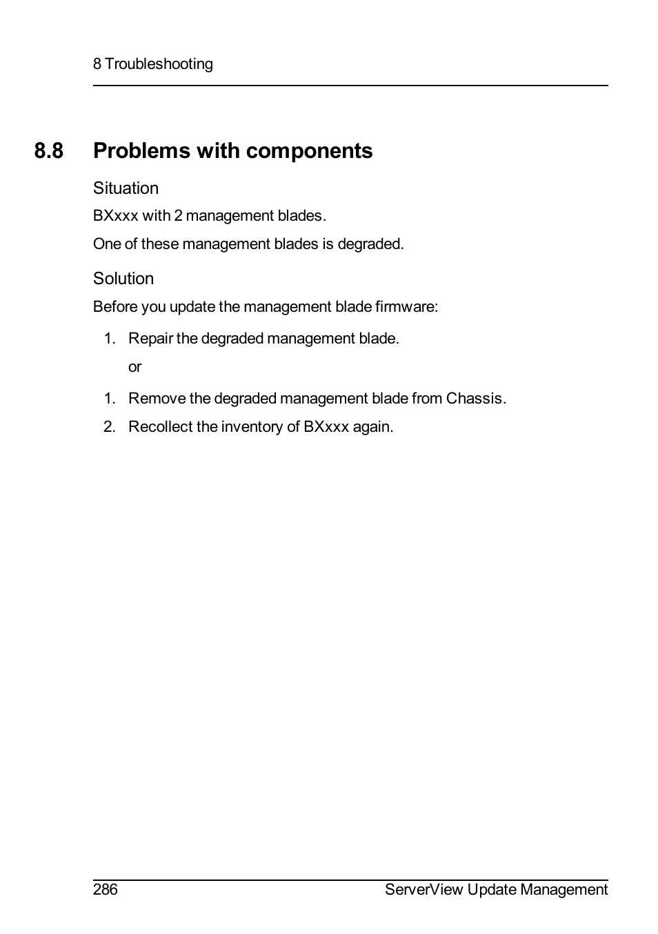 8 problems with components | FUJITSU ServerView Suite V6.10 User Manual | Page 286 / 296