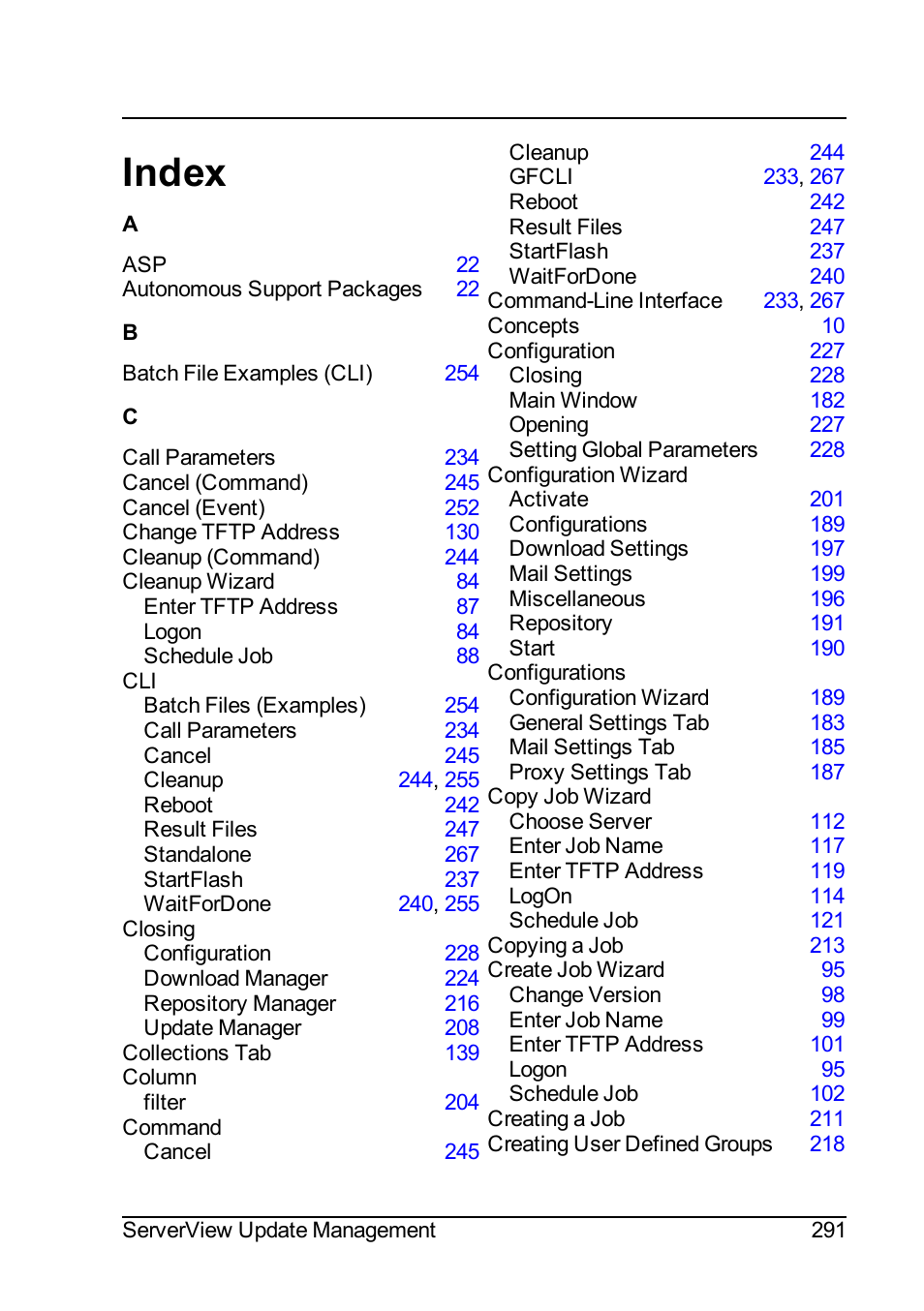 Index | FUJITSU ServerView Suite V6.10 User Manual | Page 291 / 296