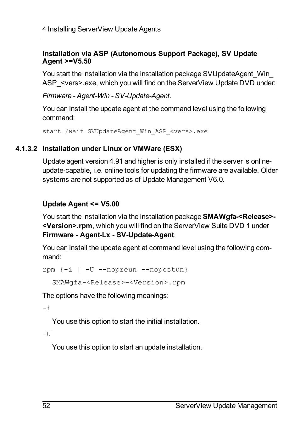 2 installation under linux or vmware (esx) | FUJITSU ServerView Suite V6.10 User Manual | Page 52 / 296