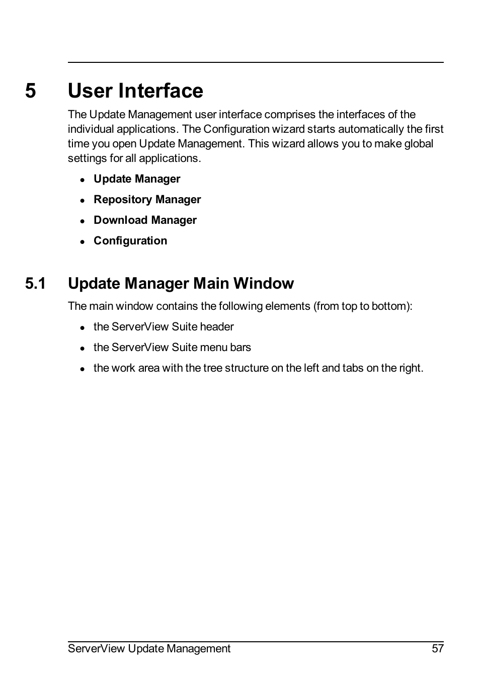 5 user interface, 1 update manager main window, 5user interface | FUJITSU ServerView Suite V6.10 User Manual | Page 57 / 296