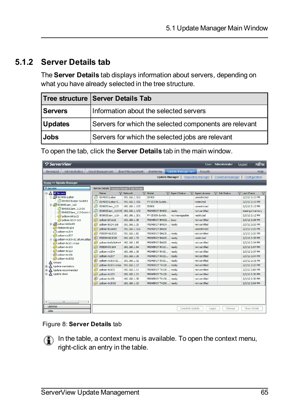 2 server details tab | FUJITSU ServerView Suite V6.10 User Manual | Page 65 / 296
