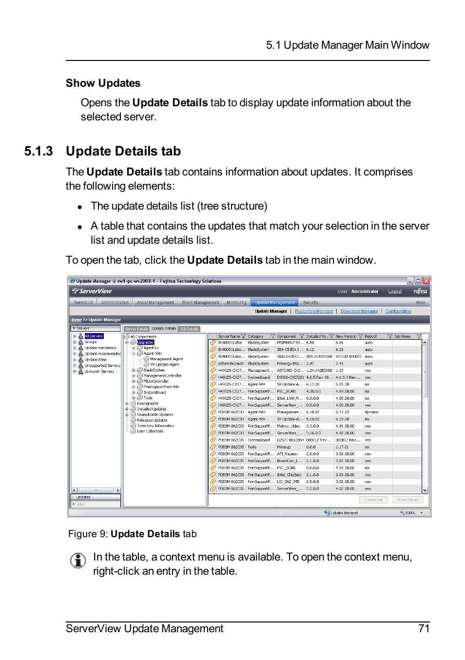 3 update details tab | FUJITSU ServerView Suite V6.10 User Manual | Page 71 / 296