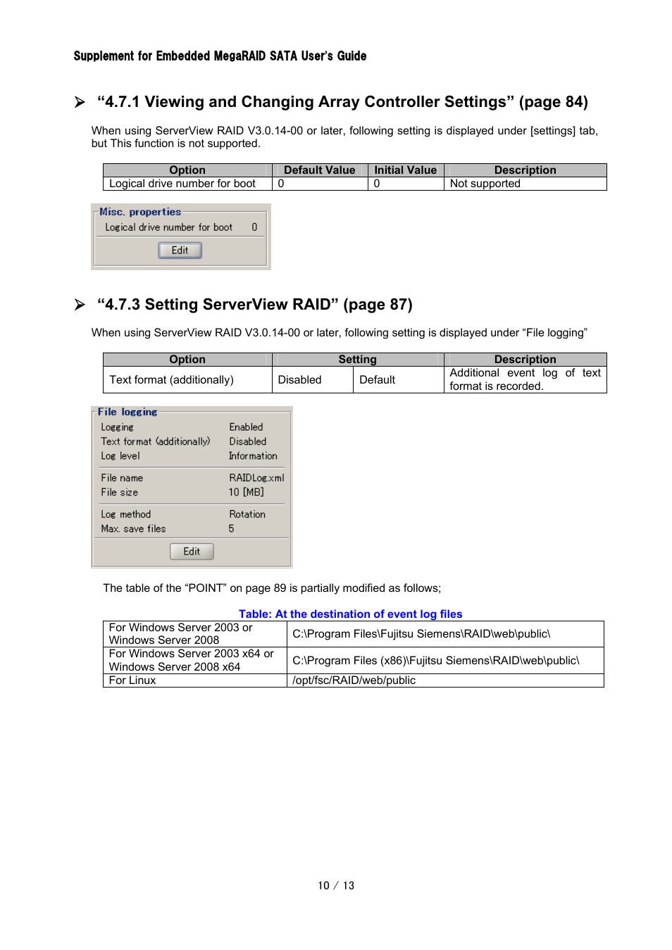 3 setting serverview raid” (page 87) | FUJITSU Embedded MegaRAID SATA CA97232-0014-01EN User Manual | Page 10 / 13